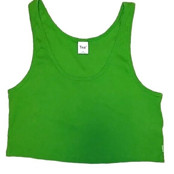 TNA Tops - Aritzia TNA Green Ribbed Cropped Tank Top